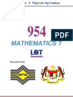 954 Math T (PPU) Semester 2 Topics-Syllabus