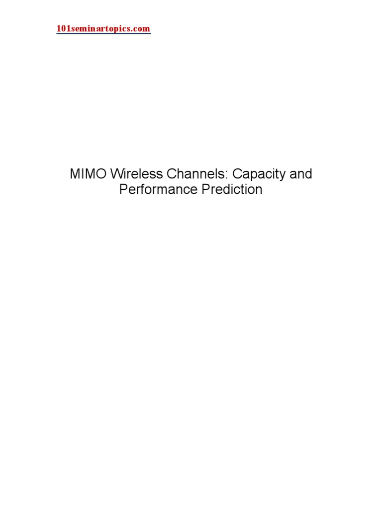 Mimo Wireless Channels Capacity Performance Prediction | PDF | Science ...