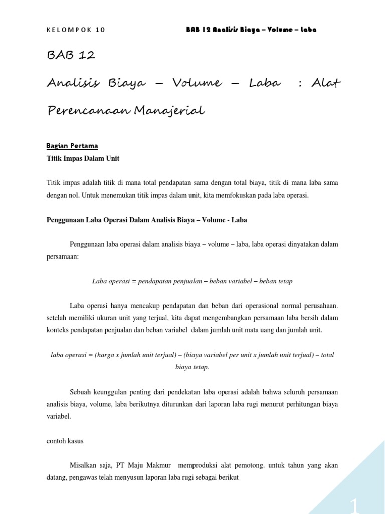 Contoh Soal Analisis Cvp Dan Jawaban Foto Modis