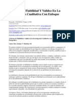 Criterios de Fiabilidad Y Validez en La Investigación Cualitativa Con Enfoque Etnográfico