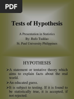 Simple Test of Hypothesis