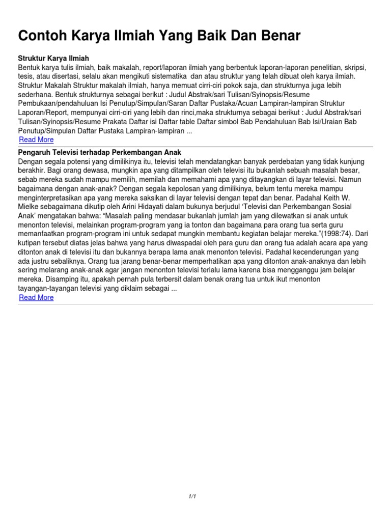 Contoh Karya Ilmiah Yang Baik Dan Benar PDF