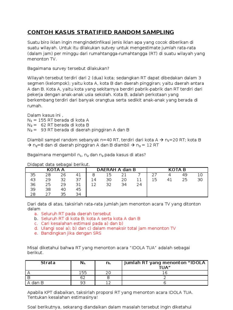 Contoh Soal Dan Jawaban Simple Random Sampling - Dikte ID