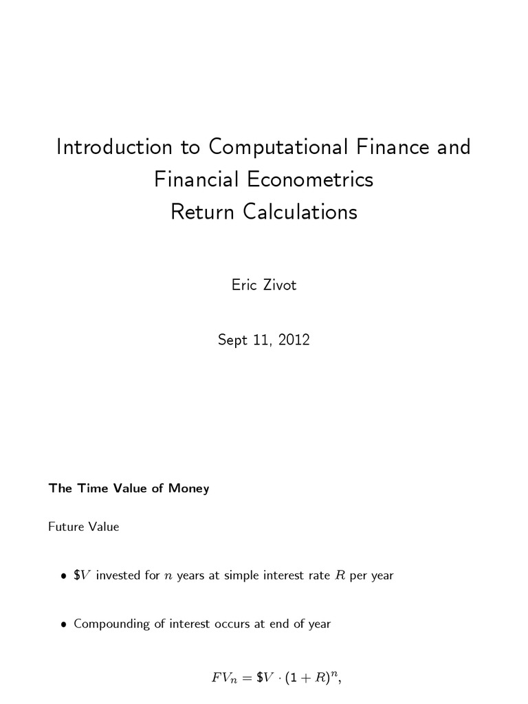 Lecture 1 Return Calculation Slides | PDF