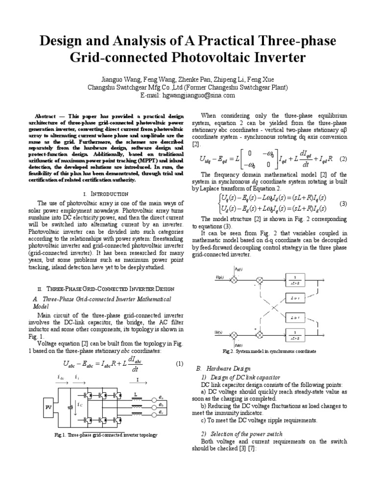 Three-Phase Photovoltaic Inverter Design | PDF | Power Inverter ...