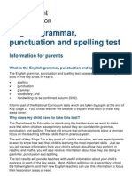English Grammar Punctuation and Spelling Test Parents Leaflet
