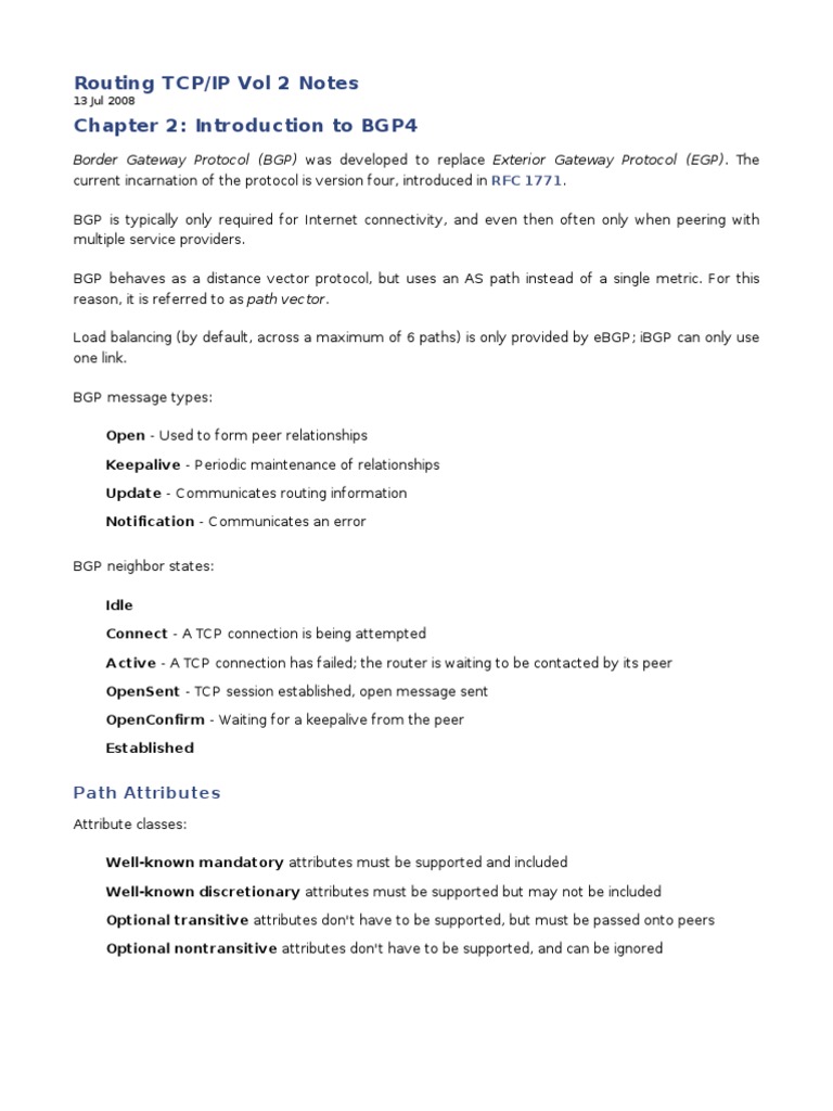 Routing TCP-IP Vol 2 Notes | PDF | Ip Address | Telecommunications ...