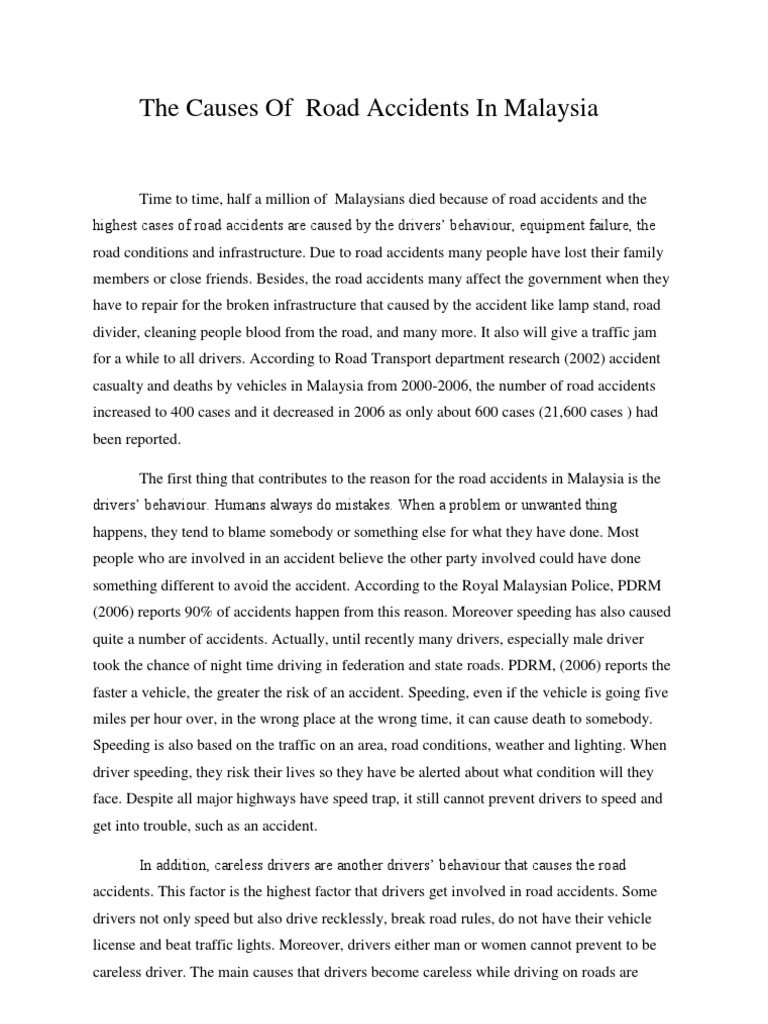 essay about road accident in malaysia