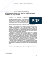 Application of RMS For Determining Cutting Force Model in Turning Hardened AISI H11 Hot Work Tool Steel