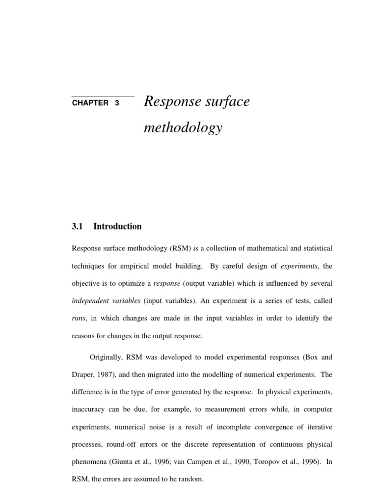 Overview of Response Surface Methodology | PDF | Design Of Experiments ...