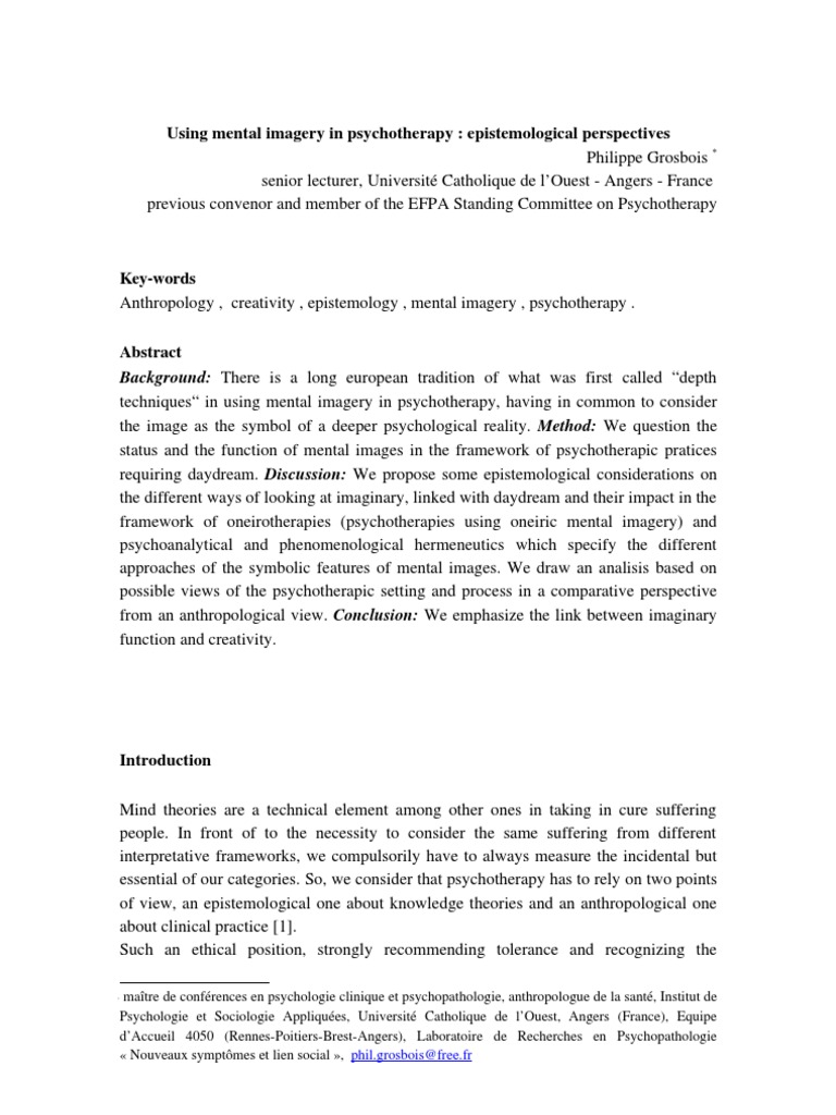 Using Mental Imagery in Psychotherapy | PDF | Mental Image | Psychotherapy