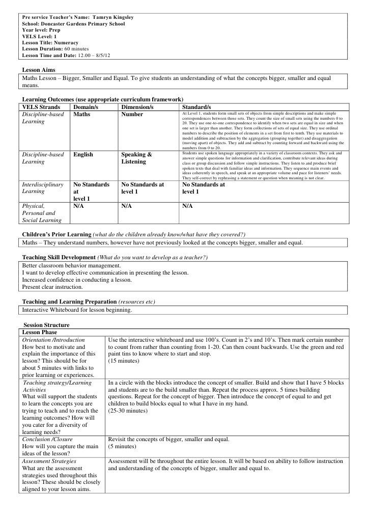 Maths Lesson Plan PDF Educational Assessment Learning