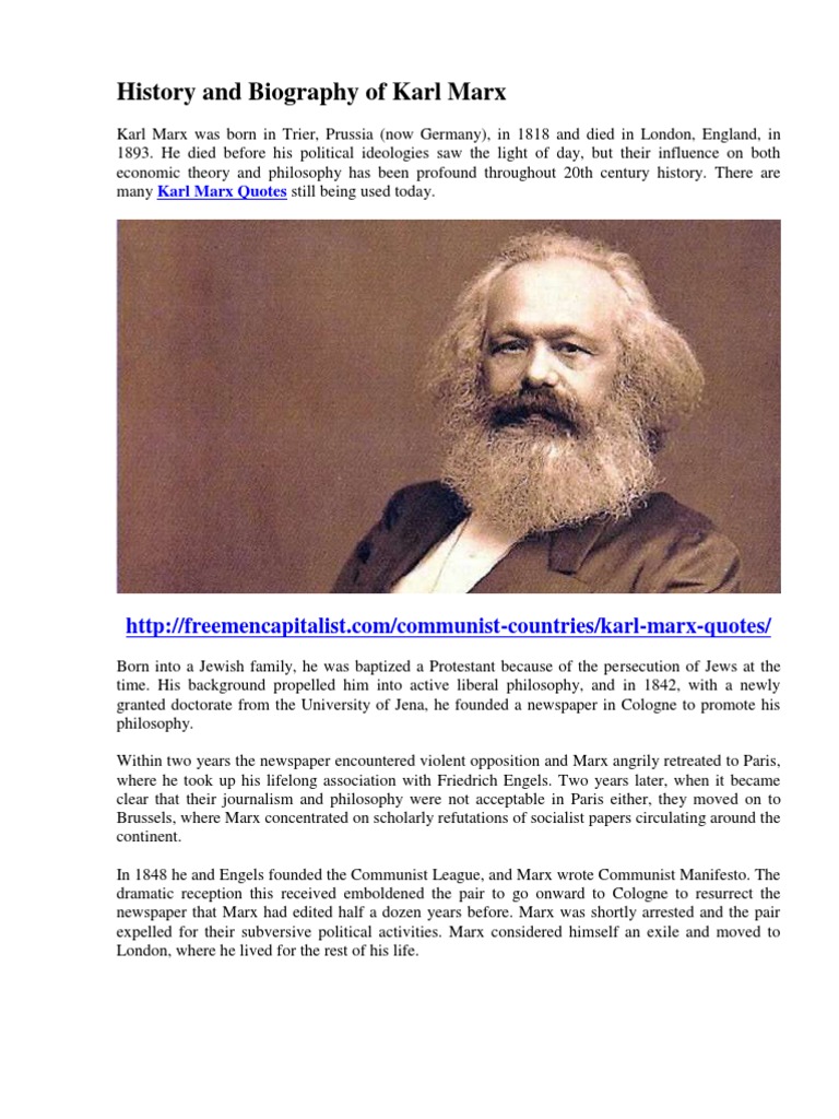 karl marx biography summary