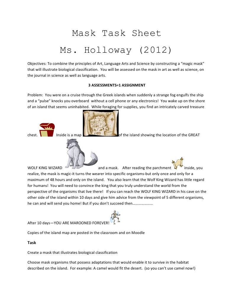 Mask Task Sheet2013 | PDF | Predation | Adaptation