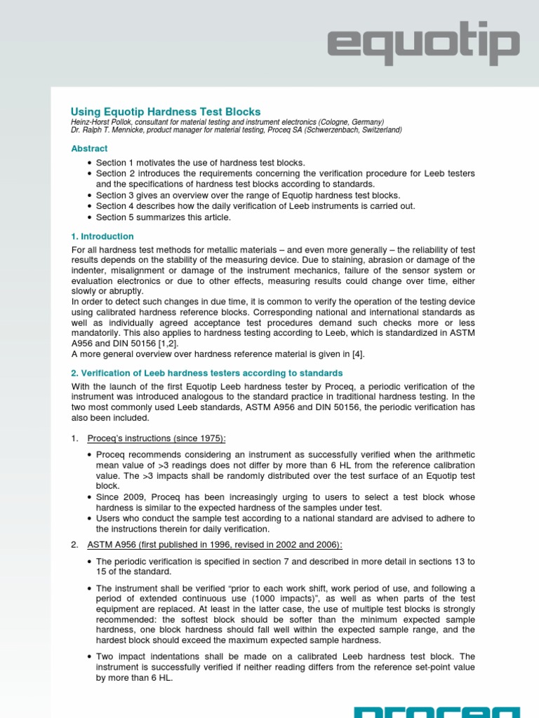 Equotip Using Equotip Hardness Test Blocks PDF