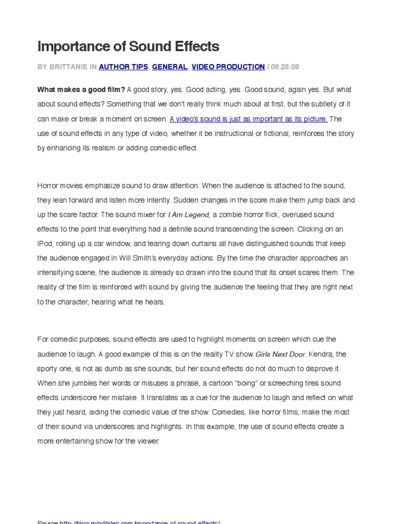 The Importance of Sound Effects PDF