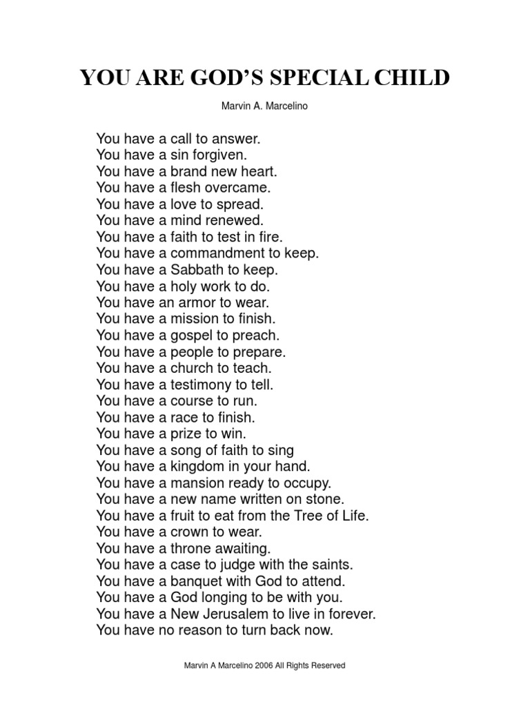 You Are God''s Special Child PDF