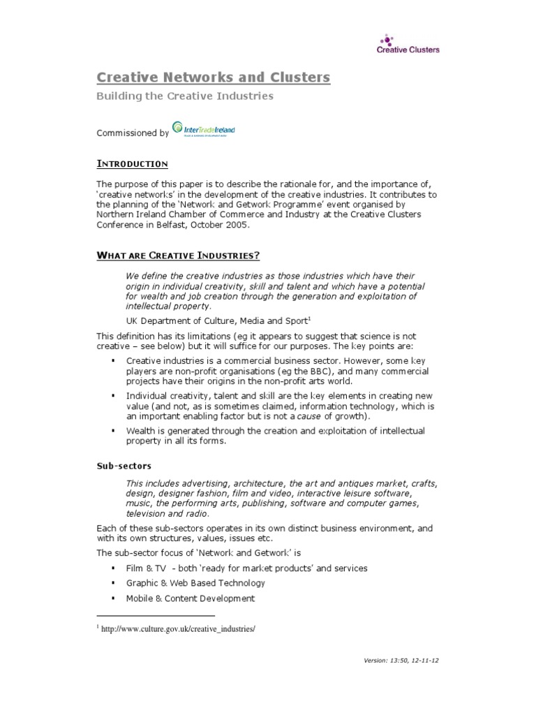 Creative Networks & Clusters | PDF | Economies | Business