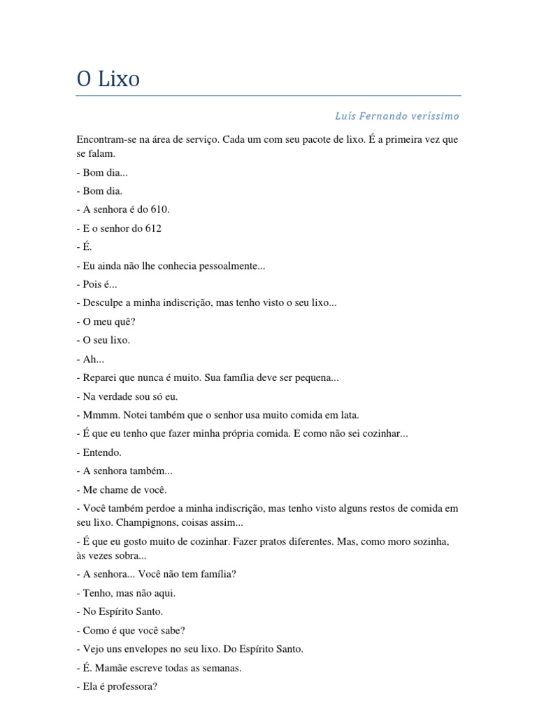 O Lixo - Luís Fernando Veríssimo | PDF