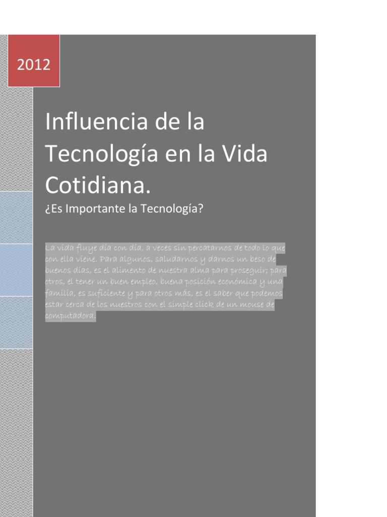 Impacto de la Tecnología en la Cotidianidad | PDF | Tecnología de ...