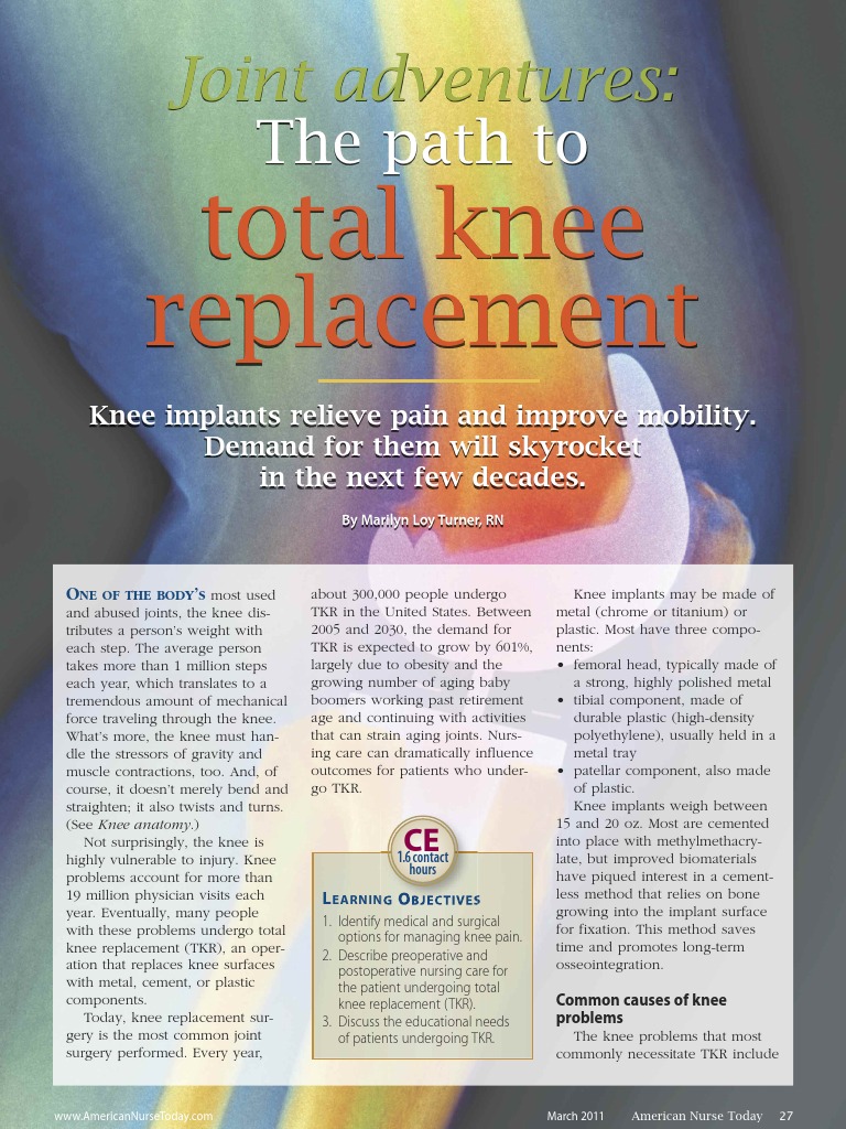 Total Knee Replacement: The Path To | PDF | Knee | Arthritis