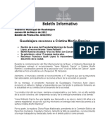 08-03-2012 Guadalajara Reconoce A Cristina Morfín Ramírez