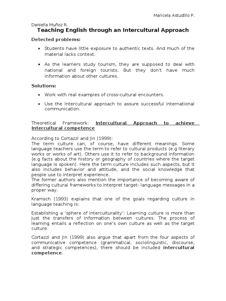 Teaching Culture Through An Intercultural Competence Approach | PDF ...