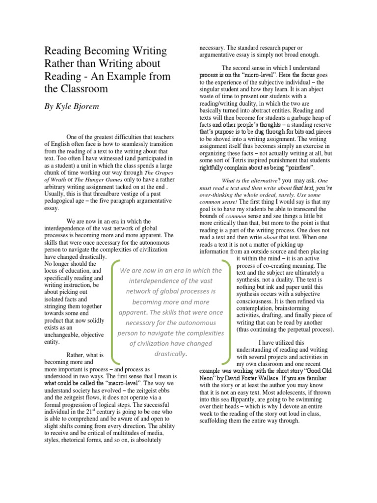 Integrating Reading and Writing in Class | PDF | Narrative | Reading ...