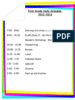 2012-2013 First Grade Daily Schedule