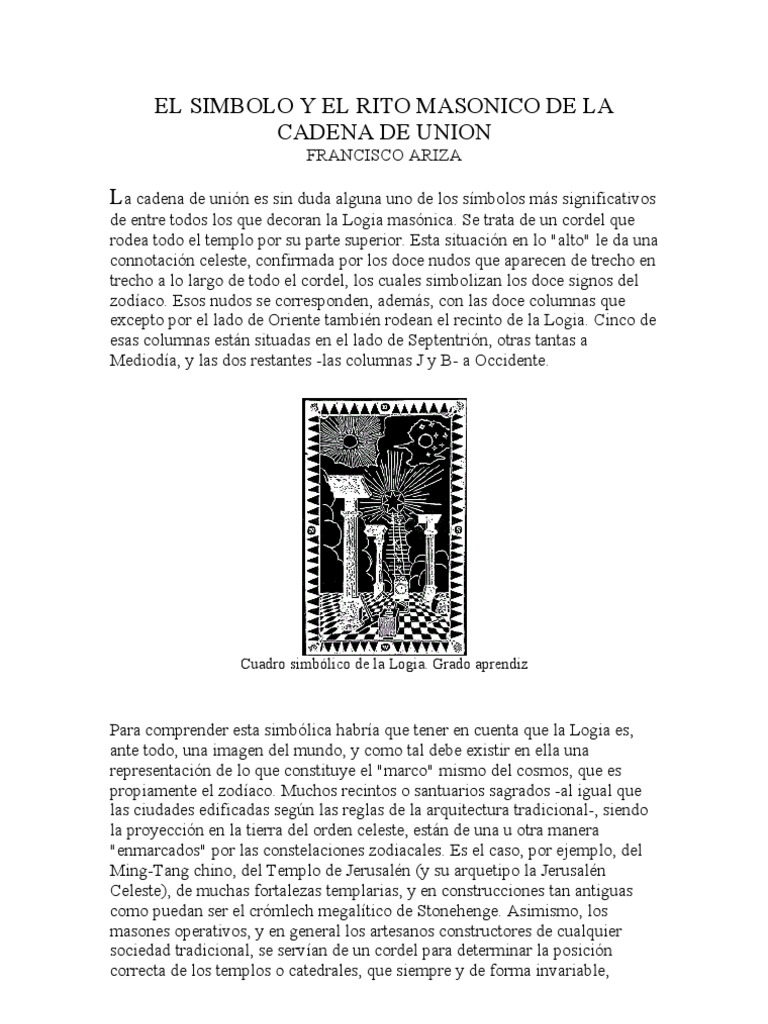 El Simbolo y El Rito Masonico de La Cadena de Union PDF Masonería
