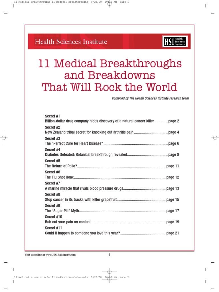11 Medical Breakthroughs | PDF | Hypercholesterolemia | Metastasis