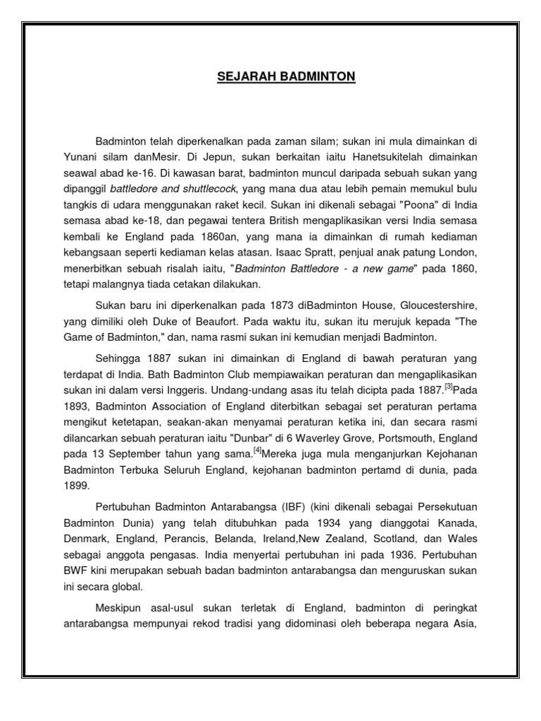Sejarah Badminton Pdf