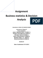 Assignment Business Statistics & Decision Analysis