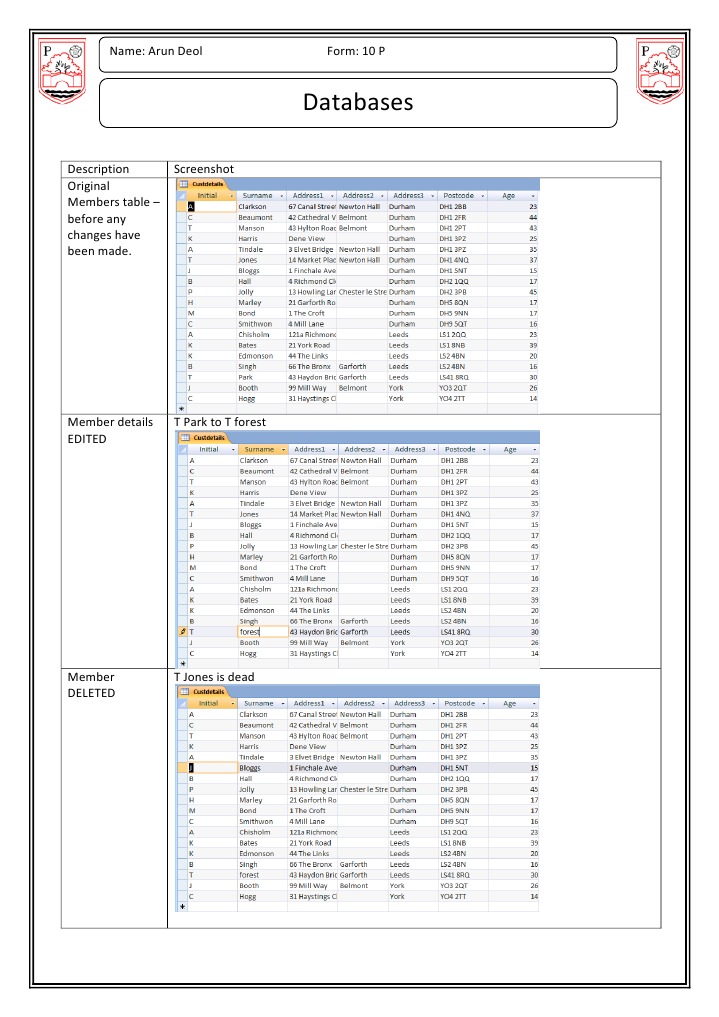 Member Database Updates and Queries | PDF