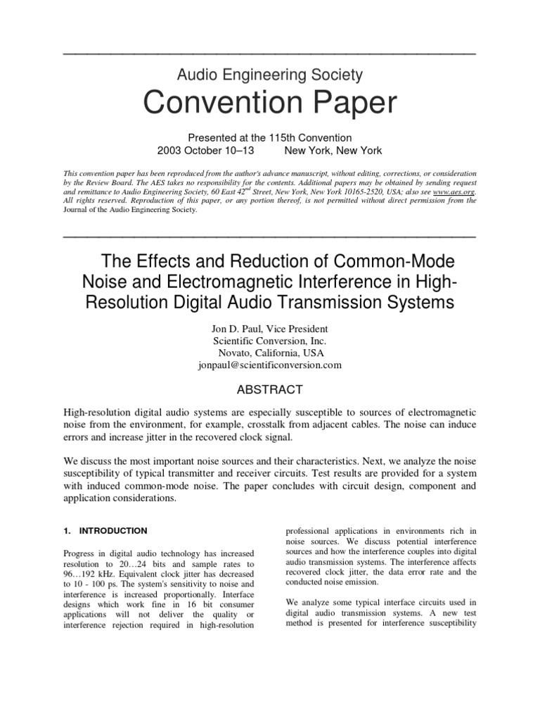 The Effects and Reduction of Common-Mode Noise and Electromagnetic ...
