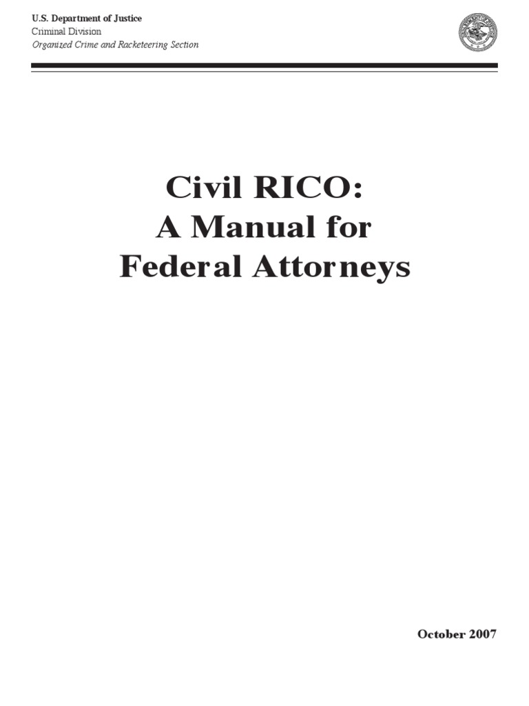 Civil RICO Manual for Federal Attorneys | PDF