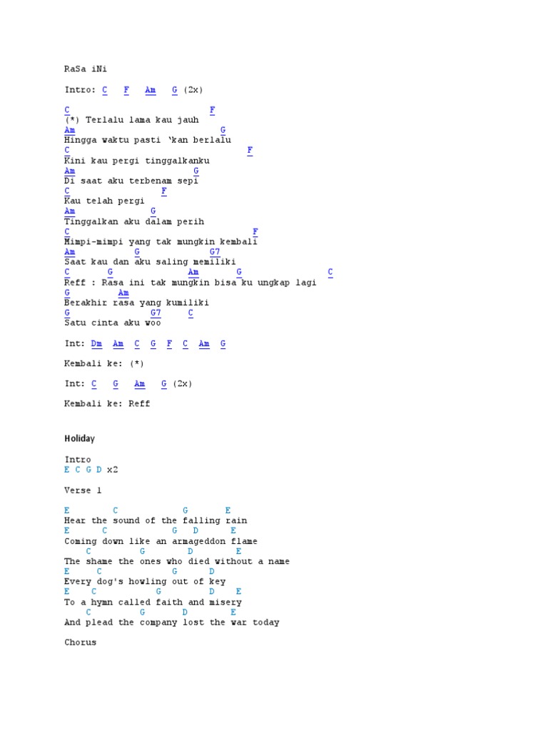 Rasa Ini: Chord dan Lirik Lagu | PDF