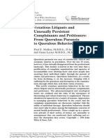 Vexatious Litigants and Unusually Persistent Complainants and Petitioners: From Querulous Paranoia To Querulous Behaviour