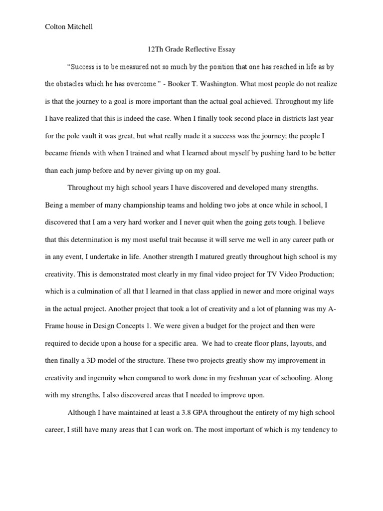 grade 12 life essay