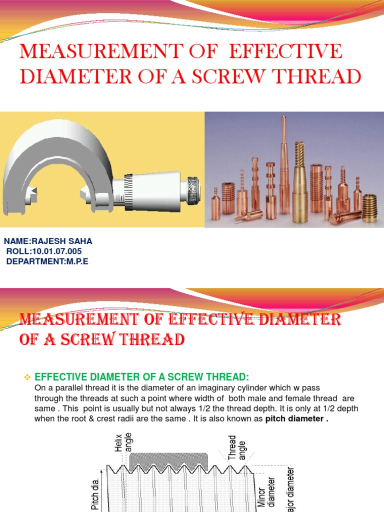 Measurement of Major Diameter & Effective Diameter Cutting Tools