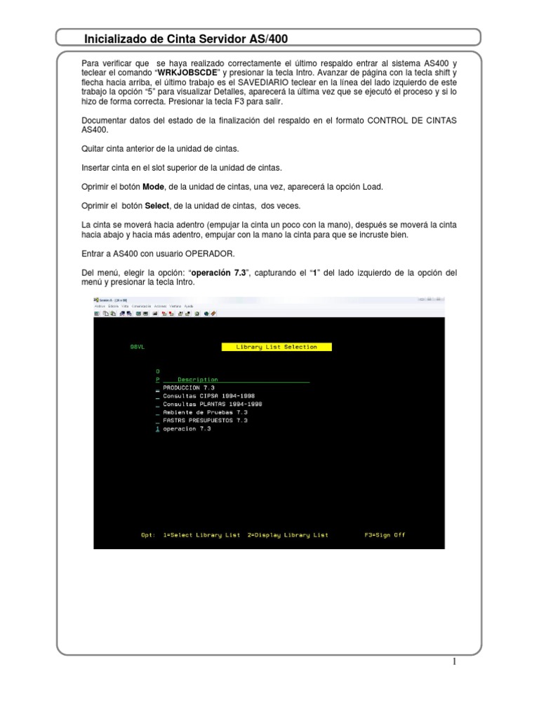 Inicialización de Cinta en AS/400 | PDF | Informática