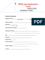 RRRA Job Application Form