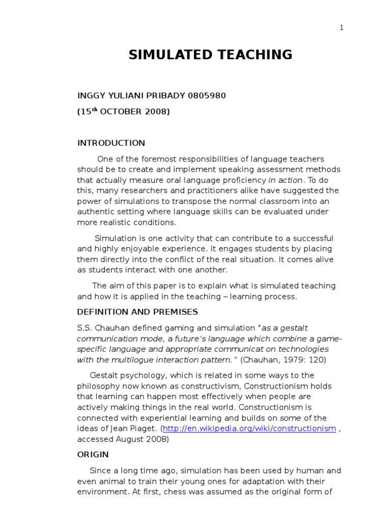 Simulated Teaching Simulation Learning