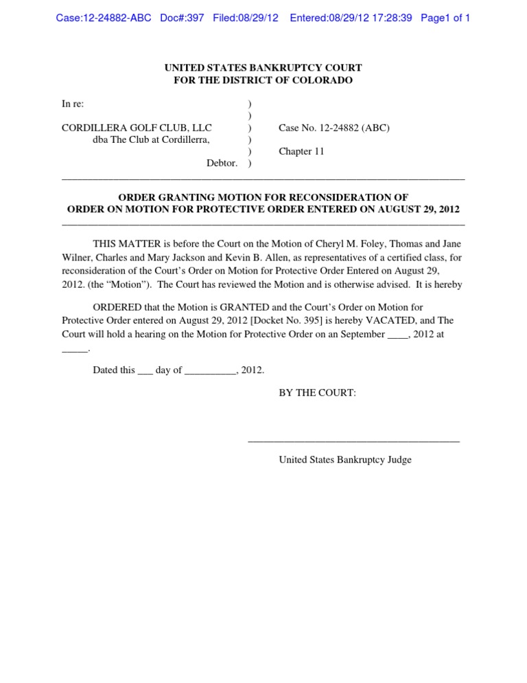 United States Bankruptcy Court For The District of Colorado | PDF