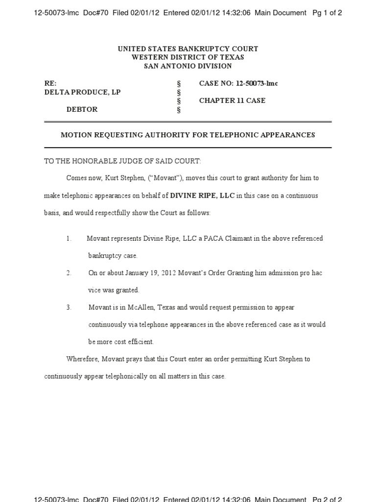 United States Bankruptcy Court Western District of Texas San Antonio