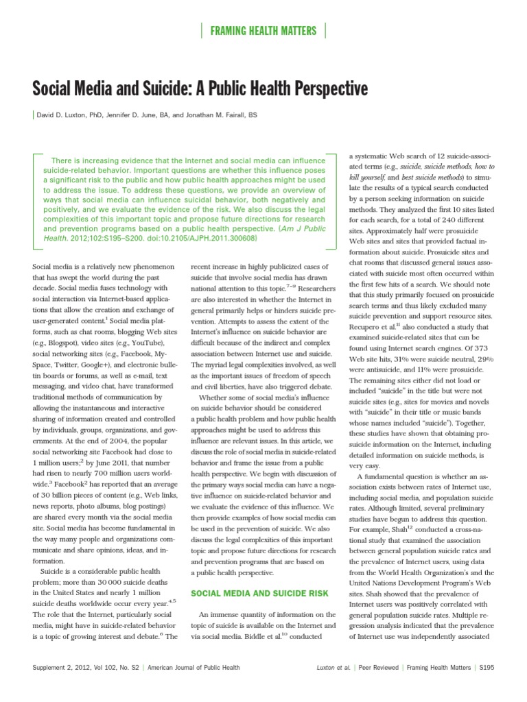 Social Media And Suicide Pdf Cyberbullying Social Media