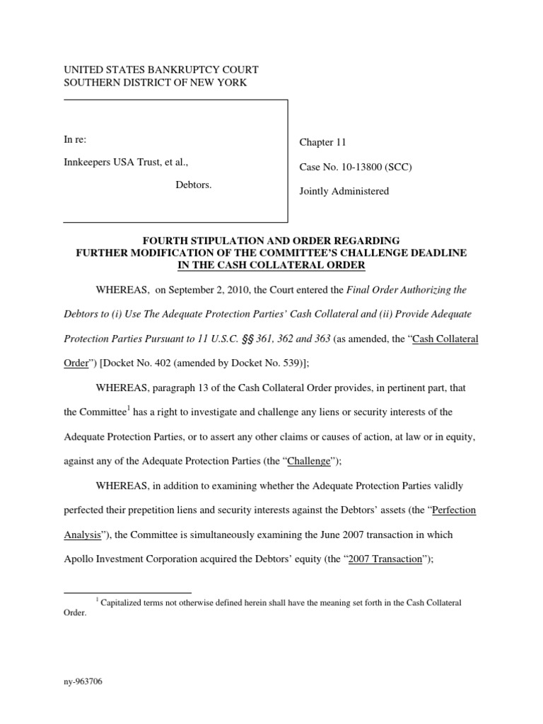 Fourth Stipulation and Order Regarding Further Modification of The ...