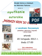 Plakat Spotkanie Autorskie -l. Szczasny.14.11.2012