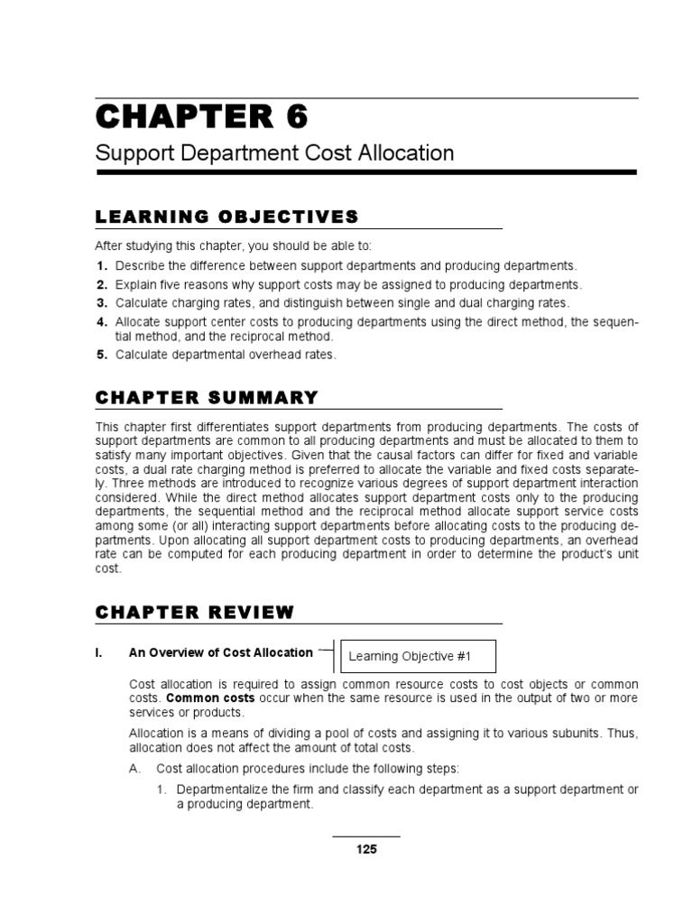 Support Department Cost Allocation Methods | PDF | Causality | Variable ...