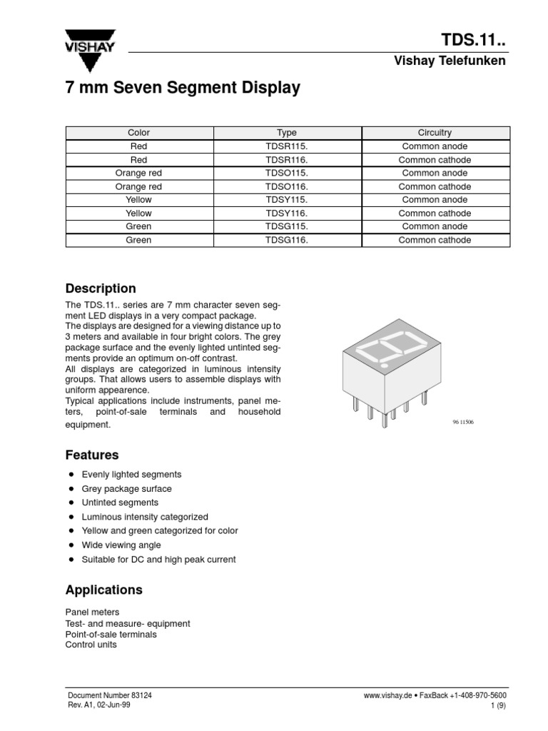 7mm Seven Segment Display Datasheet | PDF